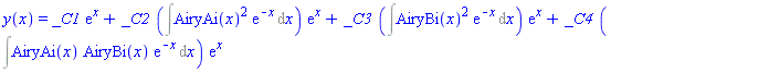 y(x) = _C1*exp(x)+_C2*(Int(AiryAi(x)^2*exp(-x), x))*exp(x)+_C3*(Int(AiryBi(x)^2*exp(-x), x))*exp(x)+_C4*(Int(AiryAi(x)*AiryBi(x)*exp(-x), x))*exp(x)