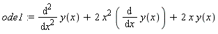 ode1 := diff(y(x), x, x)+2*x^2*(diff(y(x), x))+2*x*y(x)