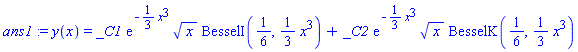 y(x) = _C1*exp(-(1/3)*x^3)*x^(1/2)*BesselI(1/6, (1/3)*x^3)+_C2*exp(-(1/3)*x^3)*x^(1/2)*BesselK(1/6, (1/3)*x^3)