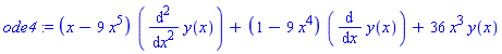 (x-9*x^5)*(diff(diff(y(x), x), x))+(1-9*x^4)*(diff(y(x), x))+36*x^3*y(x)
