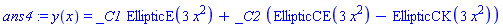 y(x) = _C1*EllipticE(3*x^2)+_C2*(EllipticCE(3*x^2)-EllipticCK(3*x^2))