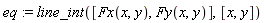 eq := line_int([Fx(x, y), Fy(x, y)], [x, y])