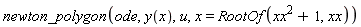 newton_polygon(ode, y(x), u, x = RootOf(xx^2+1, xx))