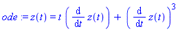 ode := z(t) = t*(diff(z(t), t))+(diff(z(t), t))^3