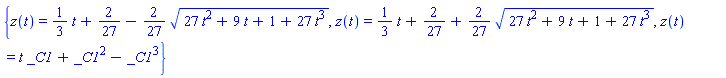 {z(t) = (1/3)*t+2/27-(2/27)*(27*t^2+9*t+1+27*t^3)^(1/2), z(t) = (1/3)*t+2/27+(2/27)*(27*t^2+9*t+1+27*t^3)^(1/2), z(t) = t*_C1+_C1^2-_C1^3}