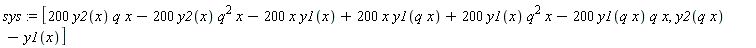 sys := [200*y2(x)*q*x-200*y2(x)*q^2*x-200*x*y1(x)+200*x*y1(q*x)+200*y1(x)*q^2*x-200*y1(q*x)*q*x, y2(q*x)-y1(x)]
