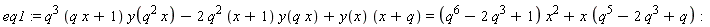 eq1 := q^3*(q*x+1)*y(q^2*x)-2*q^2*(x+1)*y(q*x)+y(x)*(x+q) = (q^6-2*q^3+1)*x^2+x*(q^5-2*q^3+q)