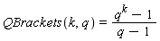 QBrackets(k, q) = (q^k-1)/(q-1)