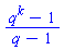 (q^k-1)/(q-1)
