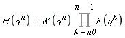 H(q^n) = W(q^n)*(Product(F(q^k), k = n0 .. n-1))