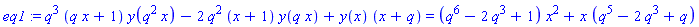 q^3*(q*x+1)*y(q^2*x)-2*q^2*(x+1)*y(q*x)+y(x)*(x+q) = (q^6-2*q^3+1)*x^2+x*(q^5-2*q^3+q)