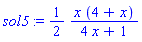 (1/2)*x*(4+x)/(4*x+1)