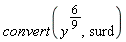 convert(y^(6*(1/9)), surd)