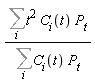 (Sum(t^2*C[i](t)*P[t], i))/(Sum(C[i](t)*P[t], i))