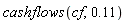 cashflows(cf, .11)