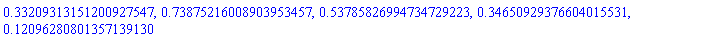 .33209313151200927547, .73875216008903953457, .53785826994734729223, .34650929376604015531, .12096280801357139130