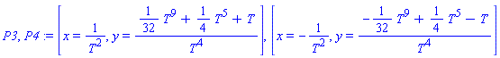 [x = 1/T^2, y = ((1/32)*T^9+(1/4)*T^5+T)/T^4], [x = -1/T^2, y = (-(1/32)*T^9+(1/4)*T^5-T)/T^4]