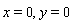 x = 0, y = 0