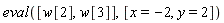 eval([w[2], w[3]], [x = -2, y = 2])