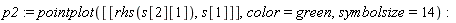 p2 := pointplot([[rhs(s[2][1]), s[1]]], color = green, symbolsize = 14)
