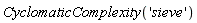 CyclomaticComplexity('sieve')