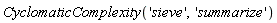 CyclomaticComplexity('sieve', 'summarize')
