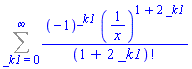 Sum((-1)^_k1*(1/x)^(1+2*_k1)/factorial(1+2*_k1), _k1 = 0 .. infinity)