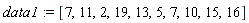 data1 := [7, 11, 2, 19, 13, 5, 7, 10, 15, 16]