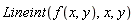 Lineint(f(x, y), x, y)