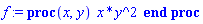 f := proc (x, y) x*y^2 end proc