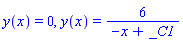 y(x) = 0, y(x) = 6/(-x+_C1)