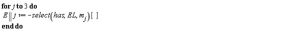 for j to 3 do E || j := -select(has, EL, m[j])[] end do