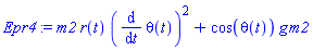 m2*r(t)*(diff(theta(t), t))^2+cos(theta(t))*g*m2