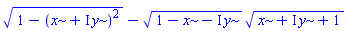 (1-(x+I*y)^2)^(1/2)-(1-x-I*y)^(1/2)*(x+I*y+1)^(1/2)