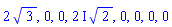 2*3^(1/2), 0, 0, (2*I)*2^(1/2), 0, 0, 0, 0