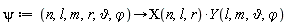 psi := proc (n, l, m, r, `&vartheta;`, `&varphi;`) options operator, arrow; CHI(n, l, r)*Y(l, m, `&vartheta;`, `&varphi;`) end proc