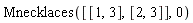 Mnecklaces([[1, 3], [2, 3]], 0)