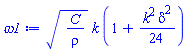 (C/rho)^(1/2)*k*(1+(1/24)*k^2*delta^2)