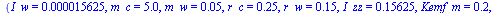 {I_w = 0.15625e-4, m_c = 5.0, m_w = 0.5e-1, r_c = .25, r_w = .15, I_zz = .15625, Kemf_m = .2, La_m = .5, Ra_m = 1.0, KMotor_m = .2}