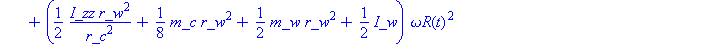 (1/2*I_zz*r_w^2/r_c^2+1/8*m_c*r_w^2+1/2*m_w*r_w^2+1/2*I_w)*omega_L(t)^2+(1/4*m_c*r_w^2-I_zz*r_w^2/r_c^2)*omega_R(t)*omega_L(t)+(1/2*I_zz*r_w^2/r_c^2+1/8*m_c*r_w^2+1/2*m_w*r_w^2+1/2*I_w)*omega_R(t)^2