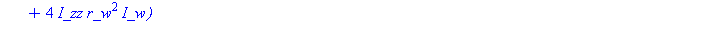 (Typesetting:-mprintslash)([diff(omega_R(t), t) = 1/2*(4*I_zz*r_w^2*tau_L(t)+4*I_zz*r_w^2*tau_R(t)-r_c^2*m_c*r_w^2*tau_L(t)+4*I_w*r_c^2*tau_R(t)+4*m_w*r_w^2*r_c^2*tau_R(t)+r_c^2*m_c*r_w^2*tau_R(t))/(r...