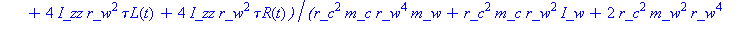 (Typesetting:-mprintslash)([{diff(v(t), t) = 1/2*r_w*(diff(omega_L(t), t))+1/2*r_w*(diff(omega_R(t), t)), diff(w(t), t) = (r_w*(diff(omega_R(t), t))-r_w*(diff(omega_L(t), t)))/r_c, diff(omega_L(t), t)...