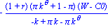 -(1+r)*(pi*k^theta+1-pi)*(W-C0)/(-k+pi*k-pi*k^theta)