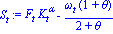 S[t] := F[t]*K[t]^alpha-omega[t]*(1+theta)/(2+theta)