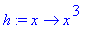 h := proc (x) options operator, arrow; x^3 end proc