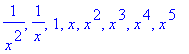 1/(x^2), 1/x, 1, x, x^2, x^3, x^4, x^5