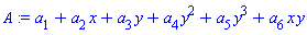 a[1]+a[2]*x+a[3]*y+a[4]*y^2+a[5]*y^3+a[6]*x*y