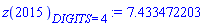 z(2015)[DIGITS = 4] := 7.433472203