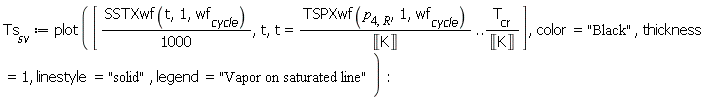 Ts[sv] := plot([Units:-Standard:-`*`(SSTXwf(t, 1, wf[cycle]), Units:-Standard:-`/`(1000)), t, t = Units:-Standard:-`*`(TSPXwf(p[4, R], 1, wf[cycle]), Units:-Standard:-`/`(Unit('K'))) .. Units:-Standard:-`*`(T[cr], Units:-Standard:-`/`(Unit('K')))], color = "Black", thickness = 1, linestyle = "solid", legend = "Vapor on saturated line"):