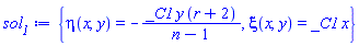 {eta(x, y) = -_C1*y*(r+2)/(n-1), xi(x, y) = _C1*x}